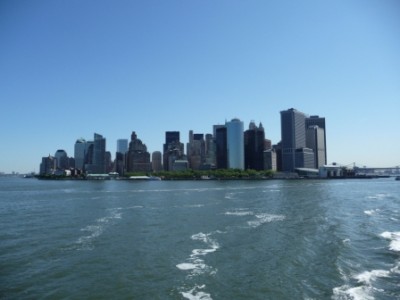 De skyline van New York vanaf de Staten Island Ferry