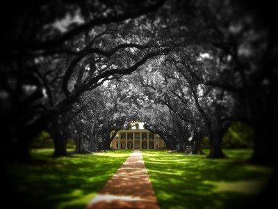 Zuidelijk landhuis nabij de mississippi, Vacherie Louisiana, tussen Baton Rouge en New Orleans. Bewerkt met Ipad