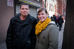 marina en andre die elkaar nadat ze elkaar op allesamerika hadden gesproken vonden bij de foot on food tour